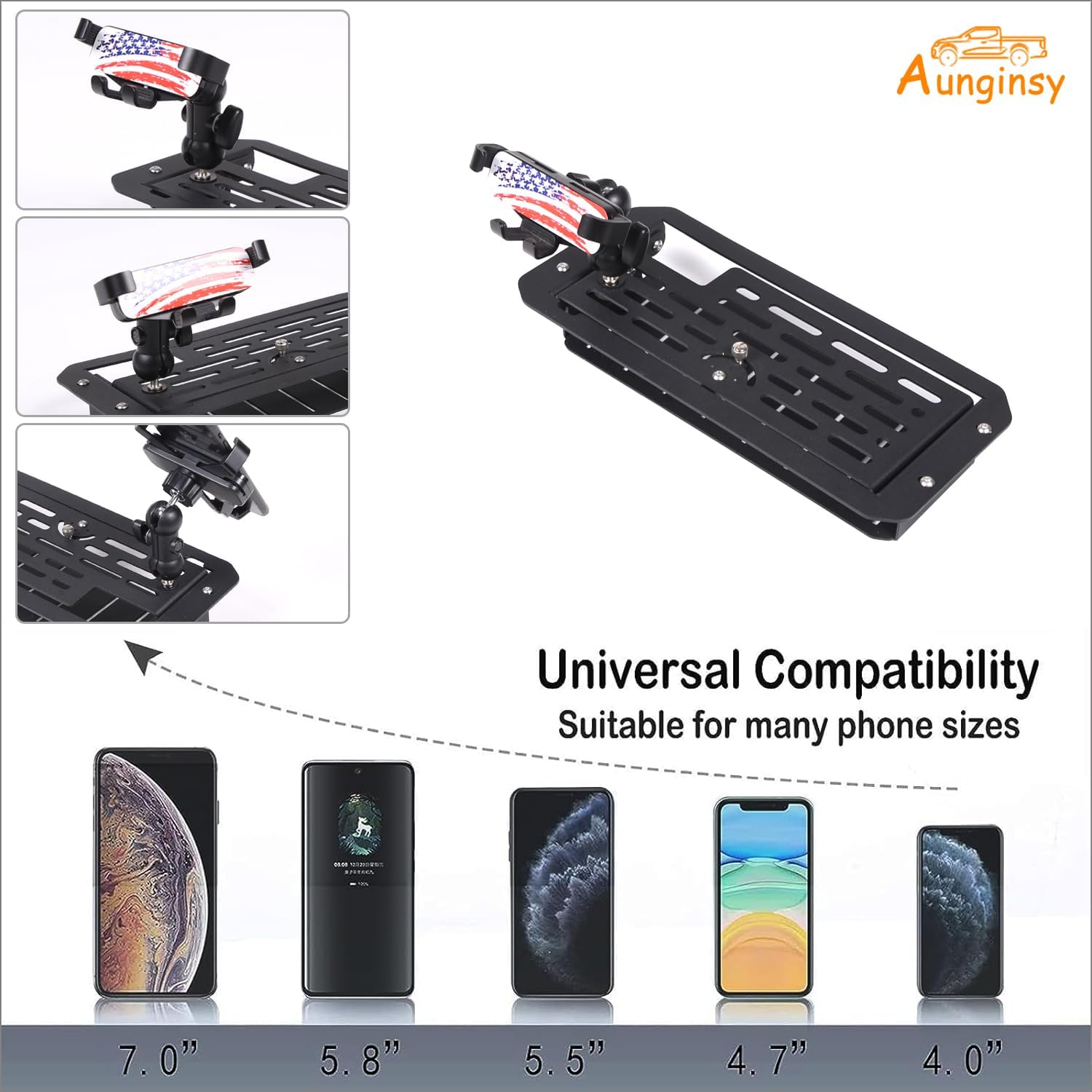 Aunginsy Center Console Dash Storage Tray Compatible with Toyota Tundra/Sequoia 2022-2024 Car Dashboard Storage Box Organizer Holder Tray Dash Storage With Phone Holder Insert Mounted Tray Accessories