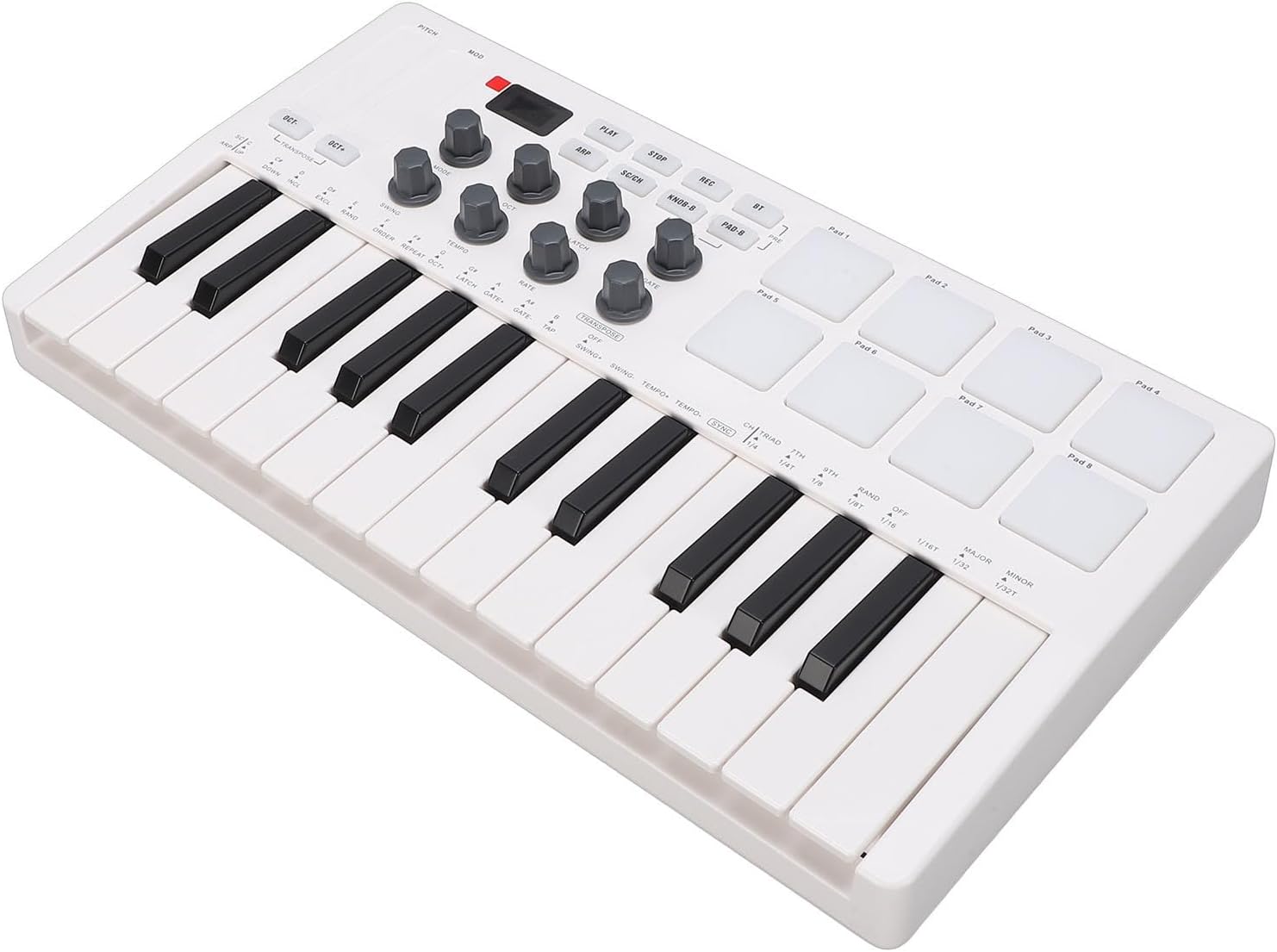 LiebeWH 25 Key MIDI Keyboard Controller Portable Music Production with 8 RGB Pads Connectivity for Computer Recording