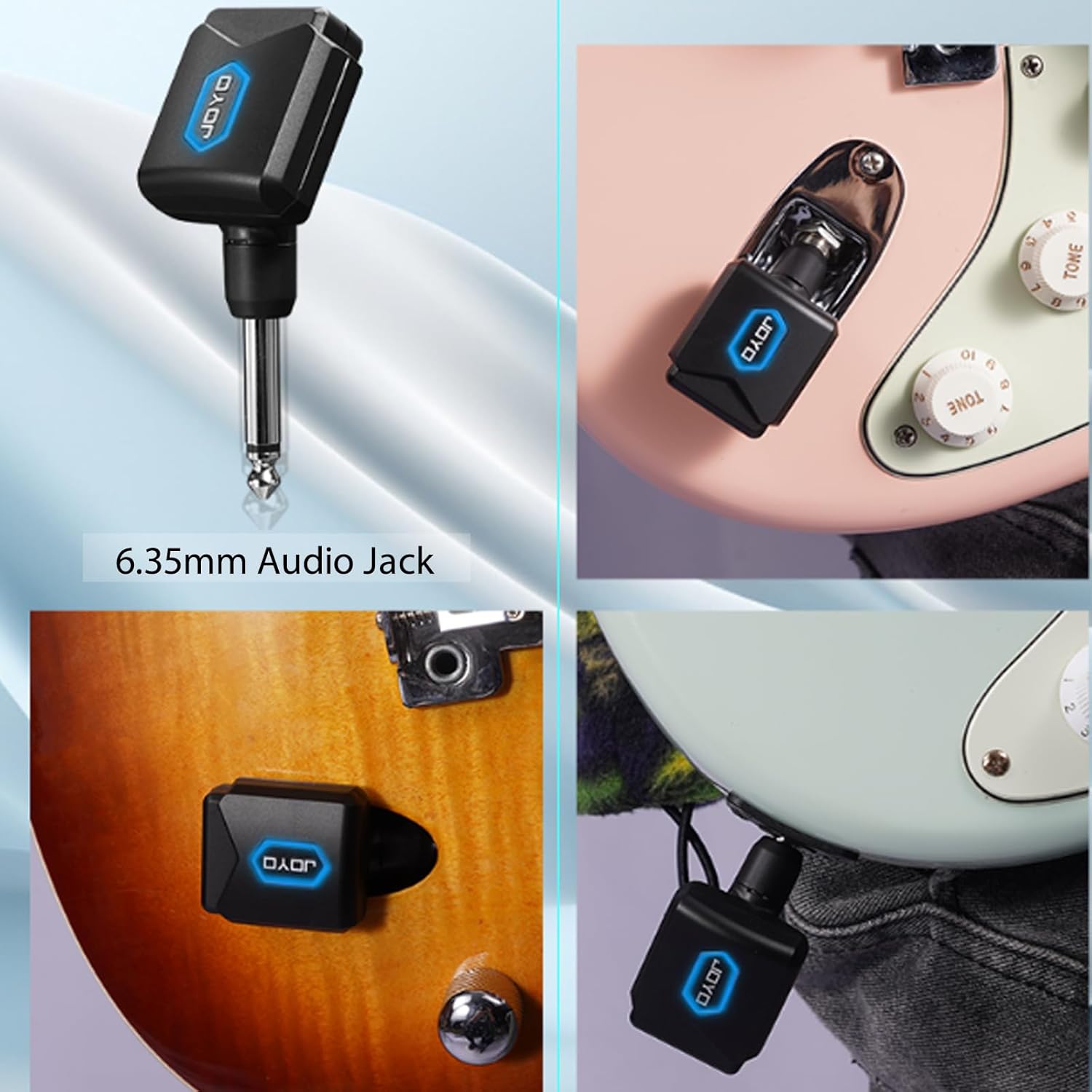 JOYO 5.8GHz Wireless Guitar System with Charging Box (JW-06) and 5W Mini Guitar Amplifier (JA-02 II)