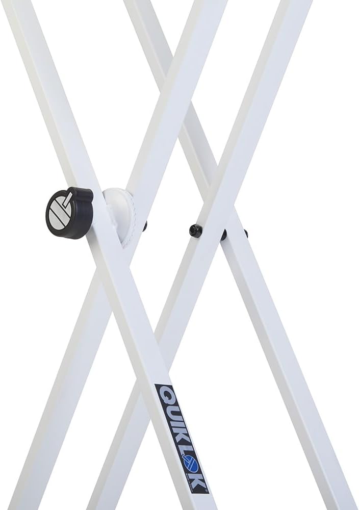 QUIK LOK - T20-WH-BB Keyboard Support X White, Double X Keyboard Stand, Base Depth 46 cm, Depth of Supports 35.8 cm, White