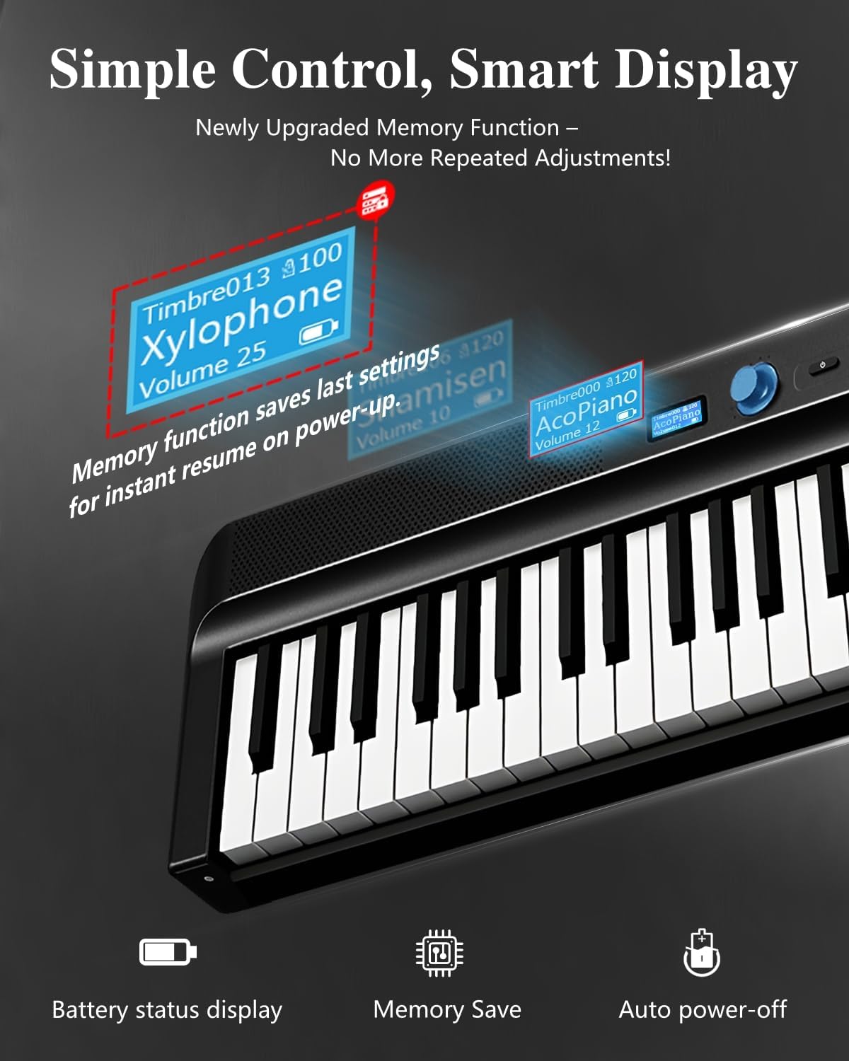 Longeye Folding Piano Keyboard 88 Key Portable Digital Piano Ultra Sound Semi-Weighted Electric Keyboard for Beginners & Professionals with Headphones, Stickers & Carrying Case Fold Pro 2+