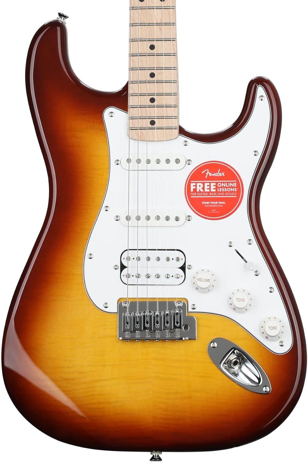 Fender Squier Affinity Series Stratocaster FMT HSS Electric Guitar – Sienna Sunburst Finish, Maple Fingerboard, Includes Tuner, Strap, Humbucker Pickup, Beginner-Friendly