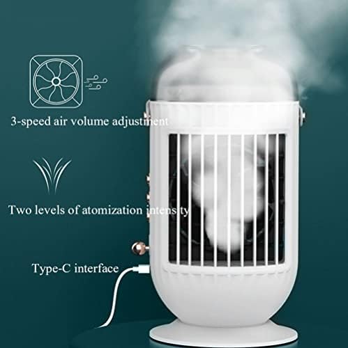 Portable Air Cooler, USB Personal Air Conditioner Fan Small Desktop Cooling Fan with 3 Speeds Humidifier Cooler for Home Room Office (Color : A)