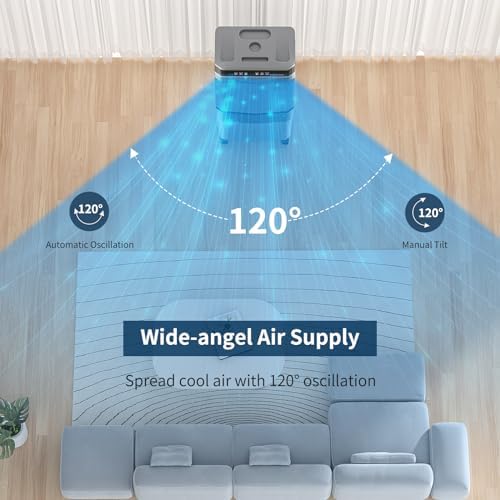Zynkez 8.2 Gal Swamp Cooler with Remote, 2800CFM Portable Evaporative Air Cooler with 12H Timer, 3 Seepds, 6 Ice Packs, 120°Oscillation, Swamp Cooler Fan for Room, Bedroom, Garage