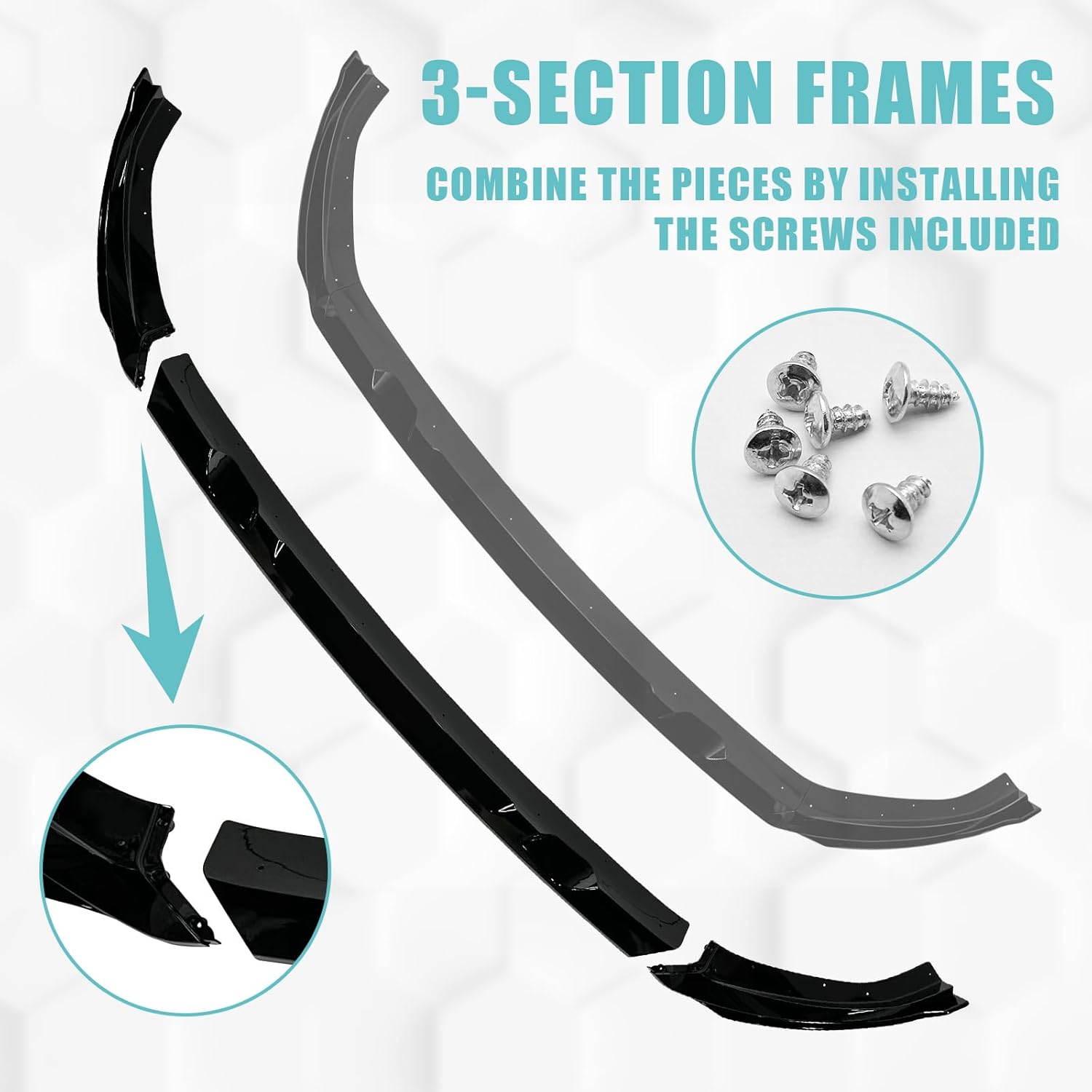 BestEvMod for EV6 Front Lip Splitter ABS Front Bumper Lip Spoiler Air Dam Side Body Kit Compatible with 2022 2023 2024 2025 Kia EV6 Accessories (Wind Version & First Edition, Glossy Black)