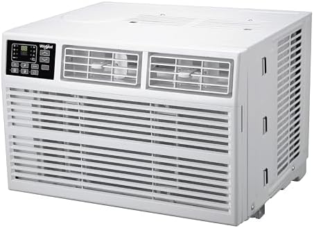 Whirlpool 8,000 BTU Window Air Conditioner with Supplemental Heat, Window Mounted AC Unit with Heater for Apartment, Living Room, Bedroom, Rooms up to 350 Square Feet