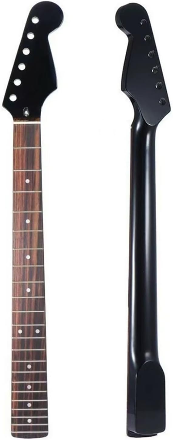 22 Fret Left-Hand Electric Guitar Neck (Maple Headstock, Rosewood Fretboard) – Black Replacement for TL Style Guitars
