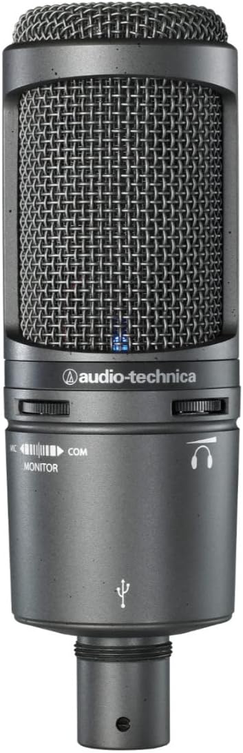 Audio-Technica AT2020USB+ Cardioid Condenser USB Microphone, with Built-in Headphone Jack & Volume Control, Perfect for Content Creators (Black)
