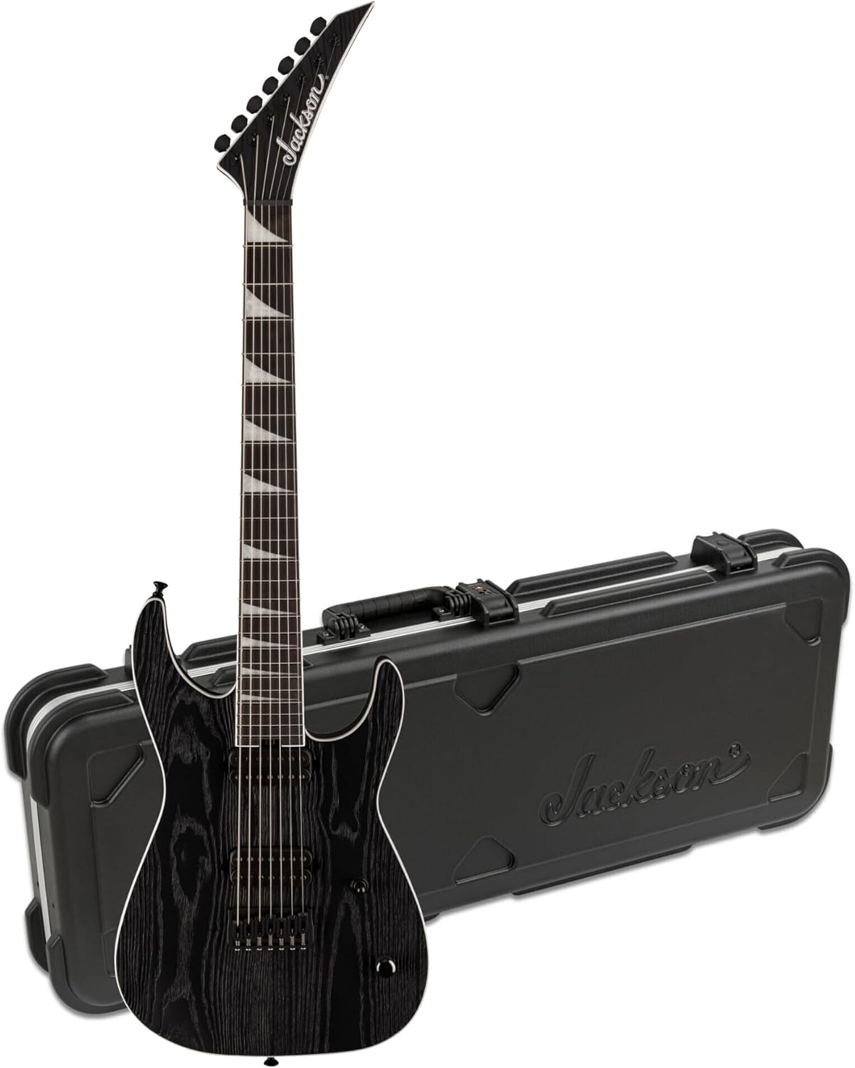 Jackson Pro Series Signature Jeff Loomis Soloist SL7 HT 7-String Electric Guitar with Ebony Fingerboard (Black Ash) Bundle with Jackson Heavy Duty and Secure Molded Case (Black) (2 Items)