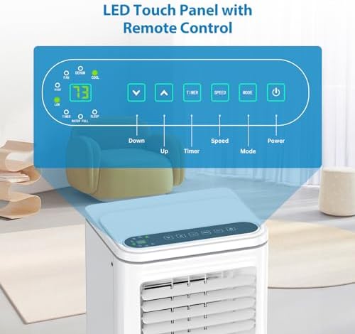 Garvee Portable Air Conditioners 8000 BTU, 4 in-1 Indoor Room AC Unit with Cooling, Dehumidifier, Fan & Sleep Modes, Portable AC with Remote Control for Home Office, 24H Timer, 2 Wind Speeds