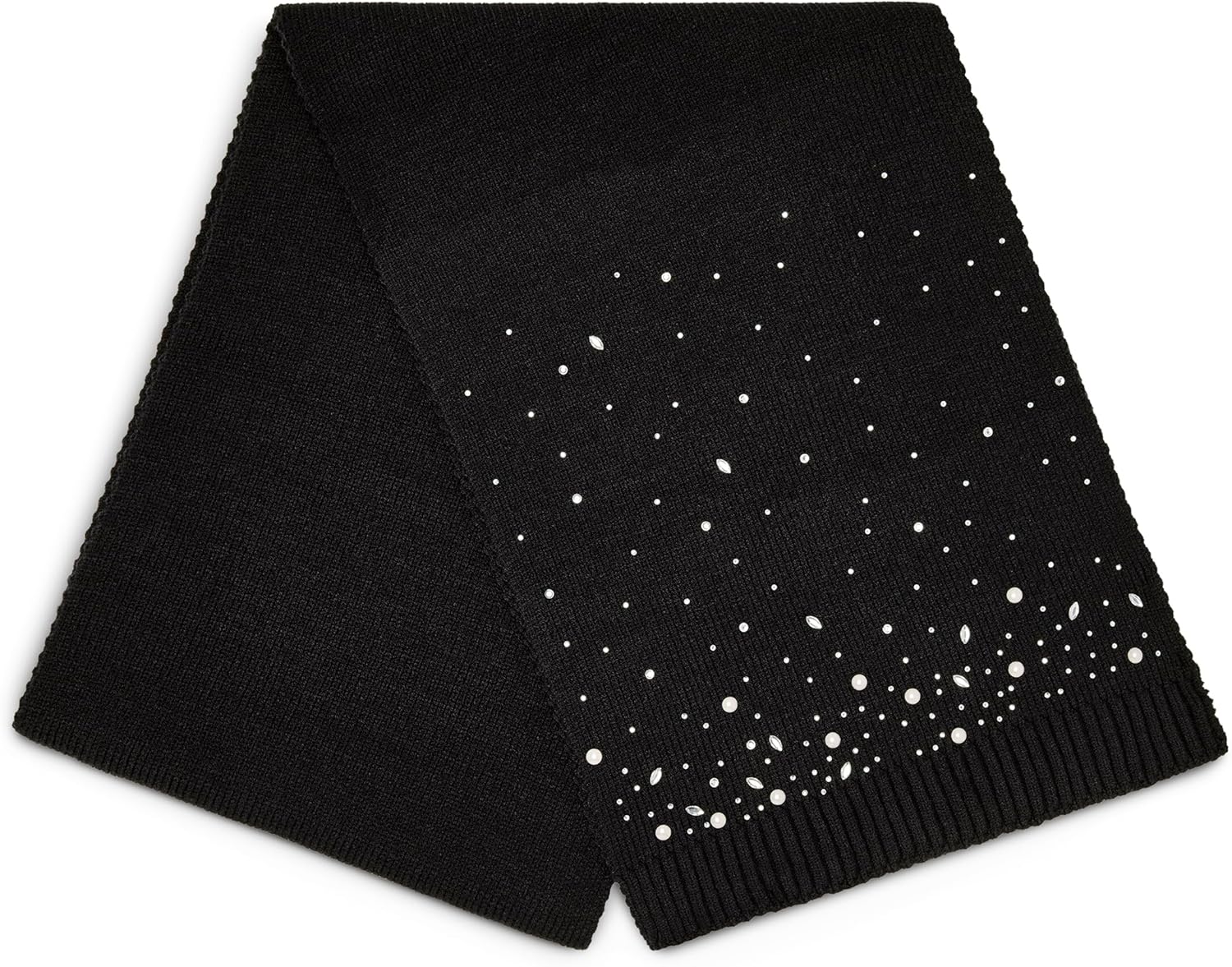 KARL LAGERFELD womens Crystal and Pearl Studs Winter Scarf