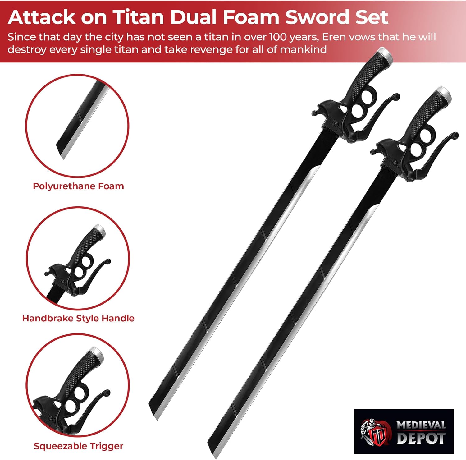 MedievalDepot Attack on Titan Special Operation Dual Foam Sword Set - Overall 37