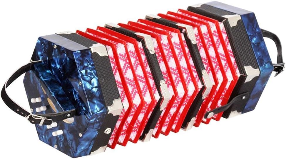 Hexagon Accordion with Carrying Bag, 20-Button Concertina for Adults Kids, Professional Playing Keyboard Music Instruments