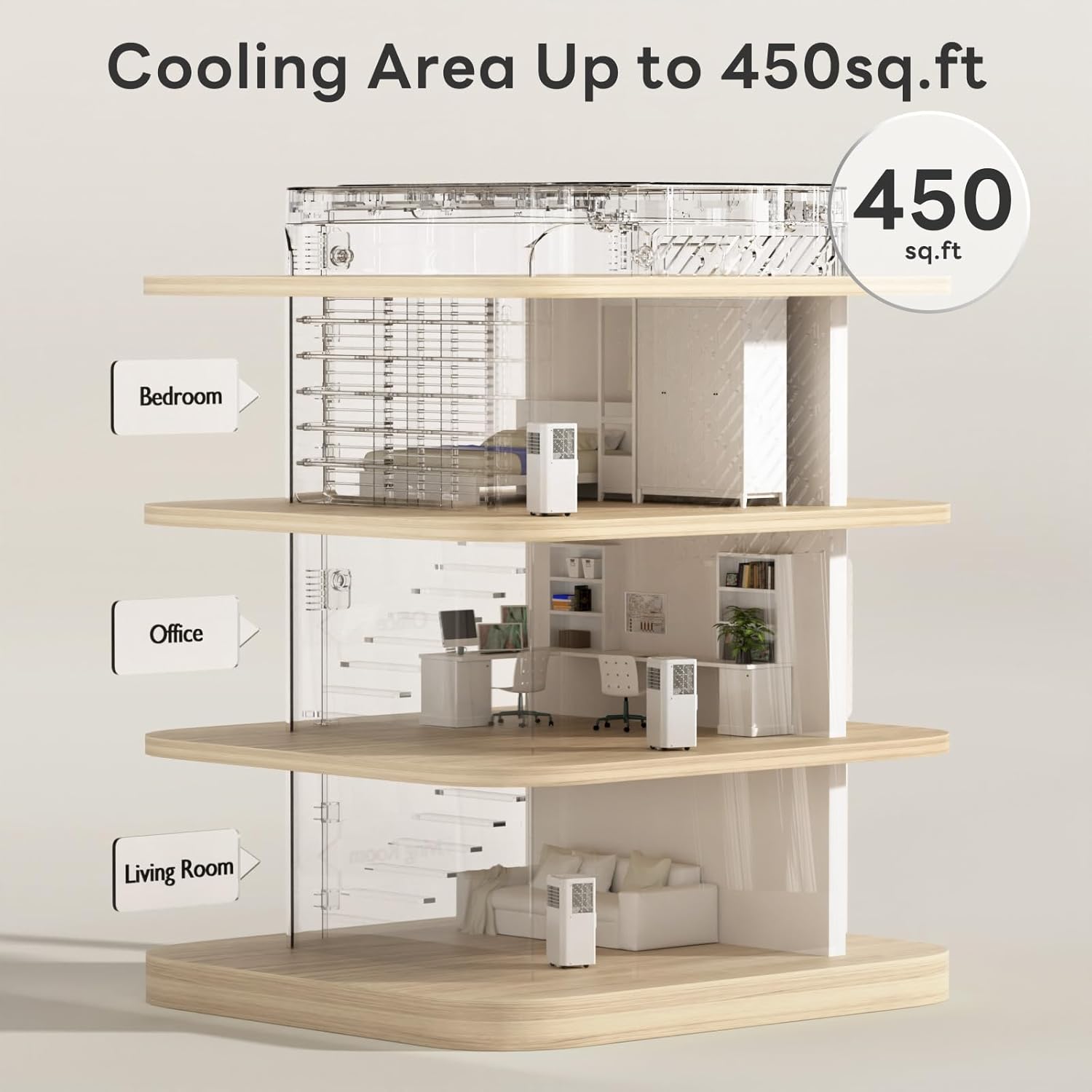 ZAFRO 10000 BTU Portable Air Conditioners for Room up 450 Sq. Ft Portable Ac Quiet Unit with Cooling, Dehumidifier, Fan, Sleep Mode,Remote Control