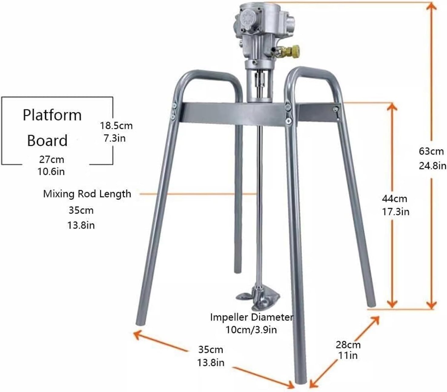 Paint Mixer Machine, Automatic Air Agitator Blender Stirrer, Platform Type Stainless Steel Impeller Mixer Coating Materials Tool