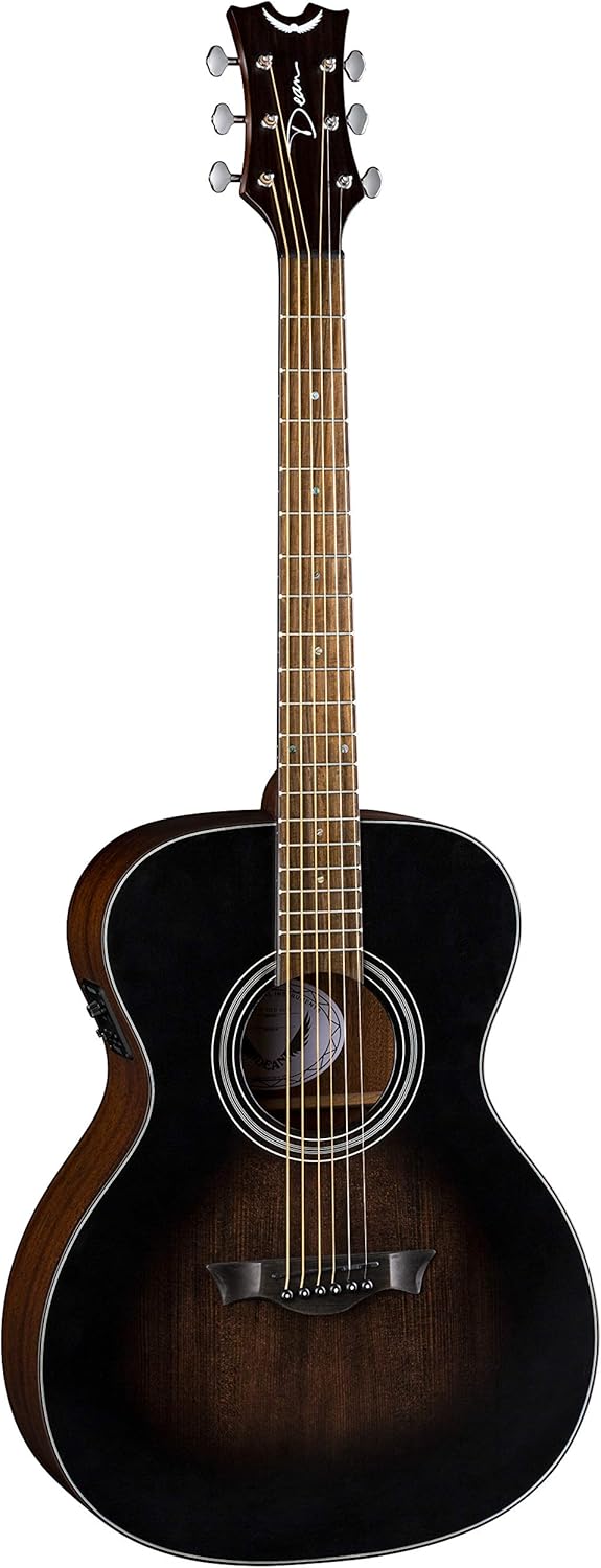 Dean Guitars 6 String St Augustine Folk Solid Top Acoustic/Electric Guitar, Right, Satin Vintage Black Burst (SA FOLK E VB)