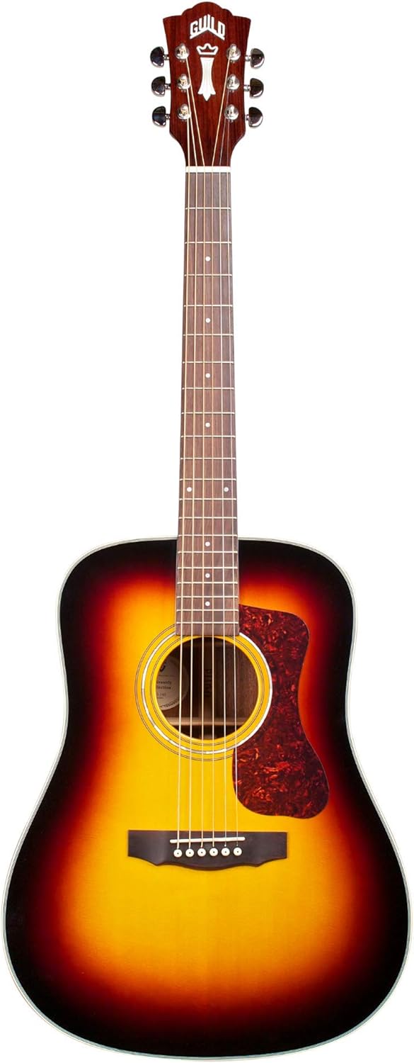 Guild Guitars D-140 ATB Acoustic Guitar, Antique Burst, All Solid Woods Dreadnought, Westerly Collection, with Premium Gig Bag