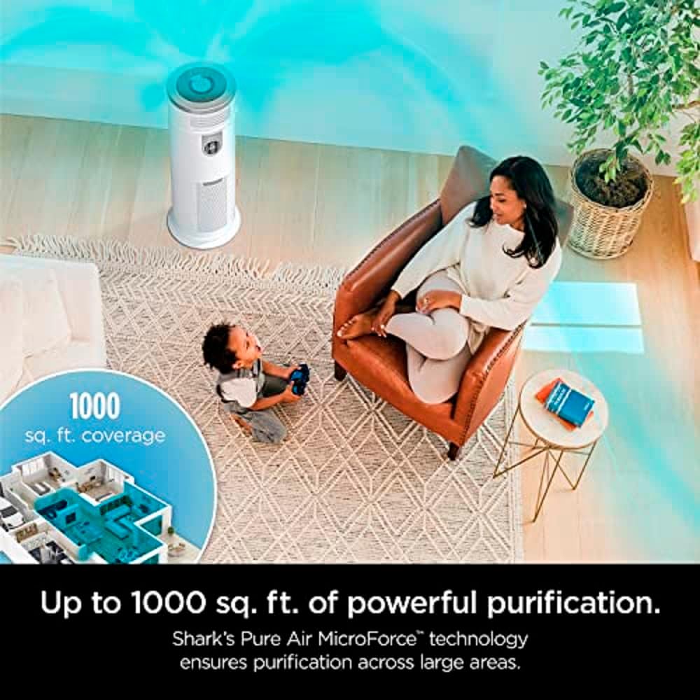 Shark HC502 3-in-1 Clean Sense Air Purifier MAX, Heater & Fan, HEPA Filter, 1000 Sq Ft, Oscillating, Large Rooms, Kitchens, Captures 99.98% of Particles for Clean Air, Dust, Smoke & Allergens, White