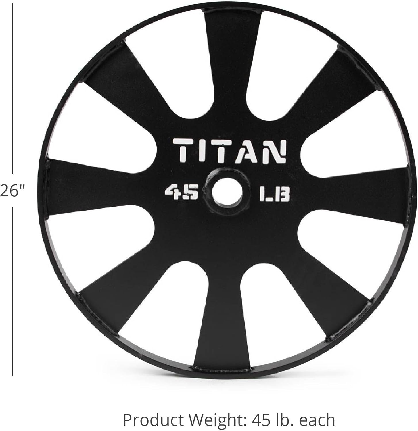 Titan Fitness Wagon Wheel Pulling Blocks, 45 LB Pair, 26-inch Steel Deadlift Pulling Weight Plates