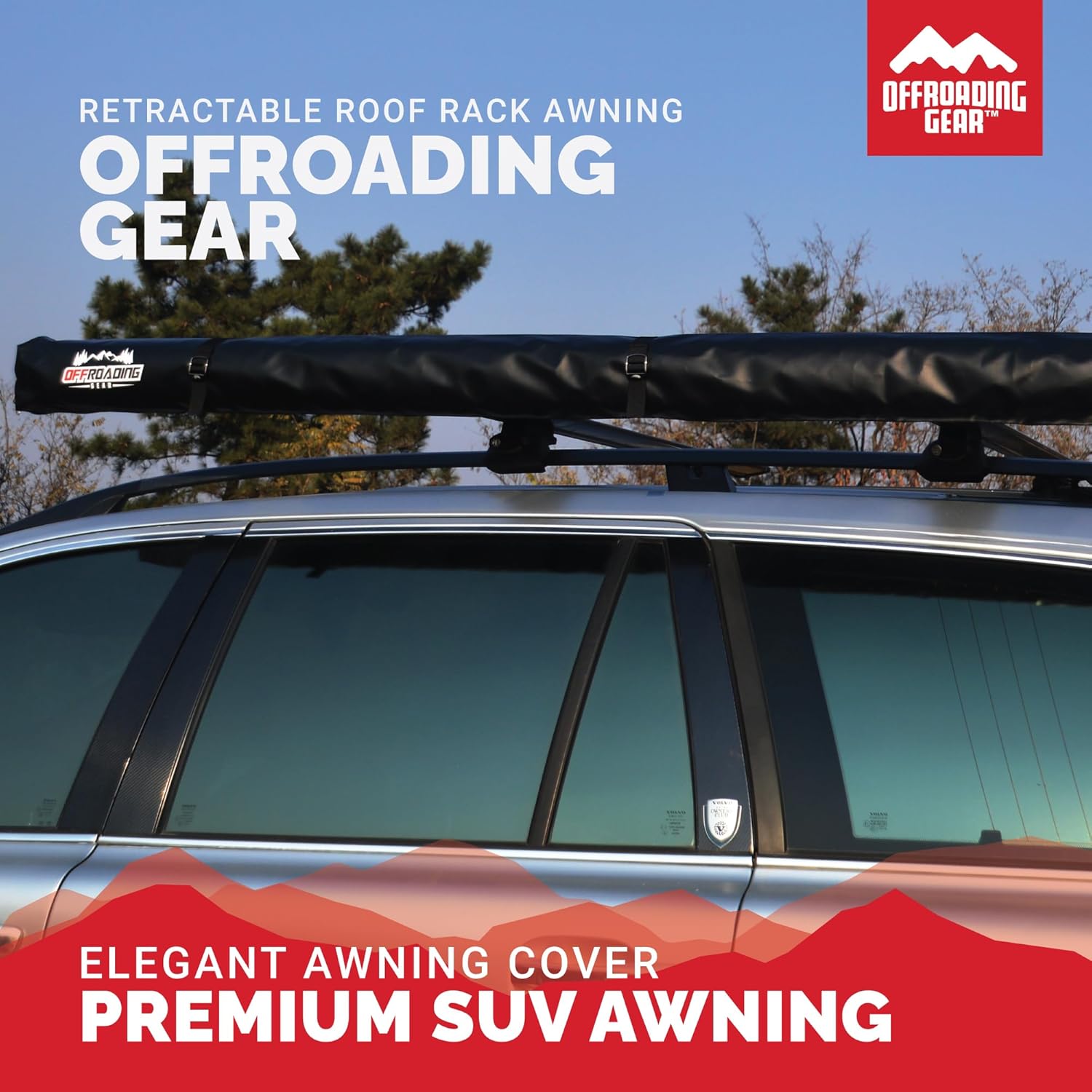 Offroading Gear 4x4 Accessories| Roof Rack Awning (Retractable) W/Free Side Extension | 6.5' x 6.5'| for SUV| RV| Jeep| Truck| Van| Car| Etc.