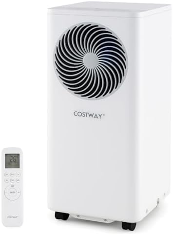 COSTWAY 10000 BTU Portable Air Conditioner, with Fan & Dehumidifier, 24H Timer, Sleep Mode, Remote Control, Drain Hose & Window Installation Kit, Cools up to 450 Sq. Ft (10000 BTU)