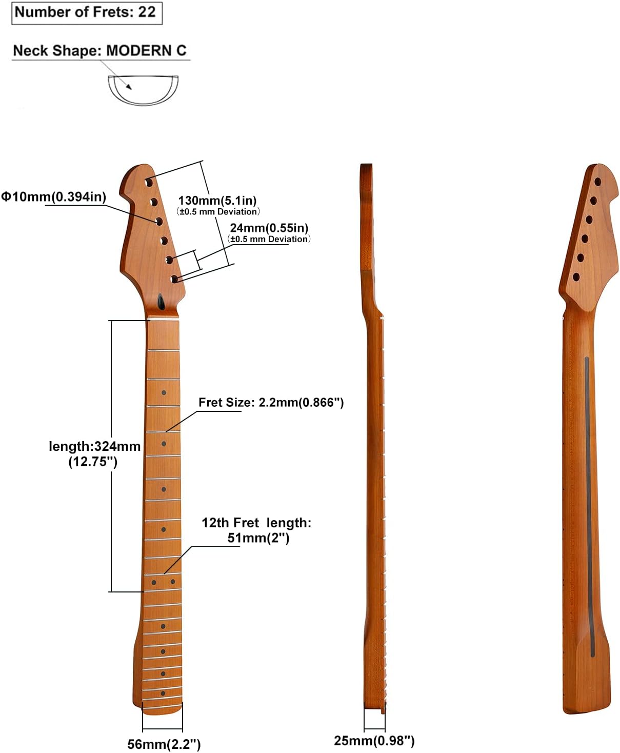 22fret Yellowish Matte 9.5
