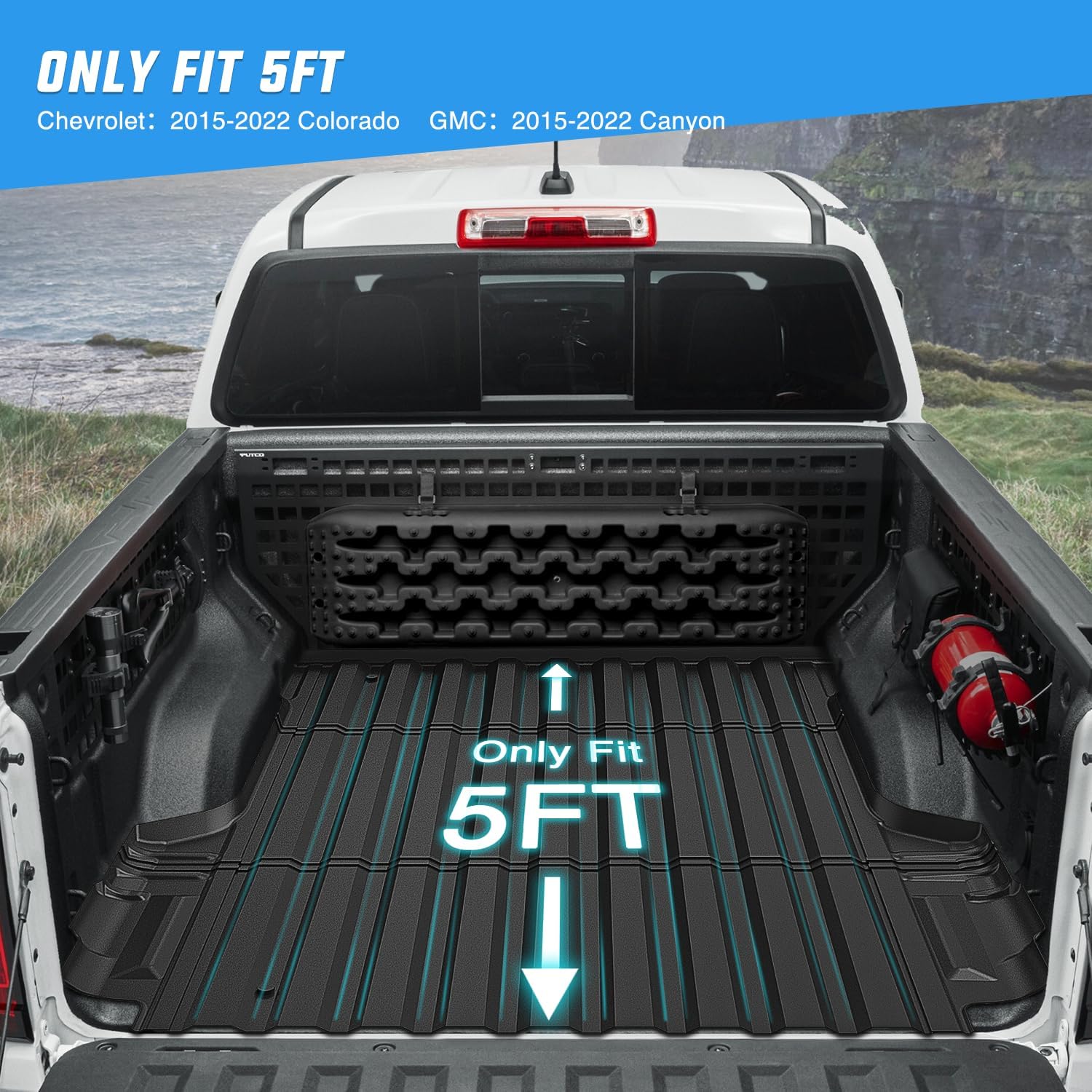 Nilight Truck Bed Mat 5FT for 15-22 Colorado Canyon, TPE Anti-Slip Cargo Bed Liner Mat for 2015 2016 2017 2018 2019 2020 2021 2022 Chevrolet Chevy Colorado & GMC Canyon, All Weather Protection
