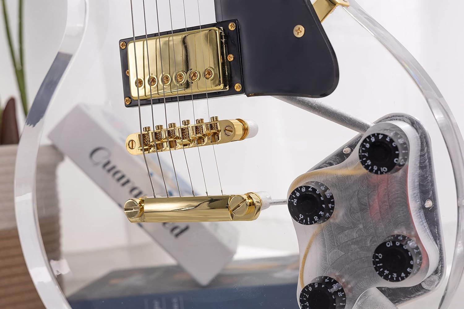 Solid Body Electric Guitar,6 Strings,Right Handed,HH Pickups,22 Frets,Organic Glass Body,Transparent