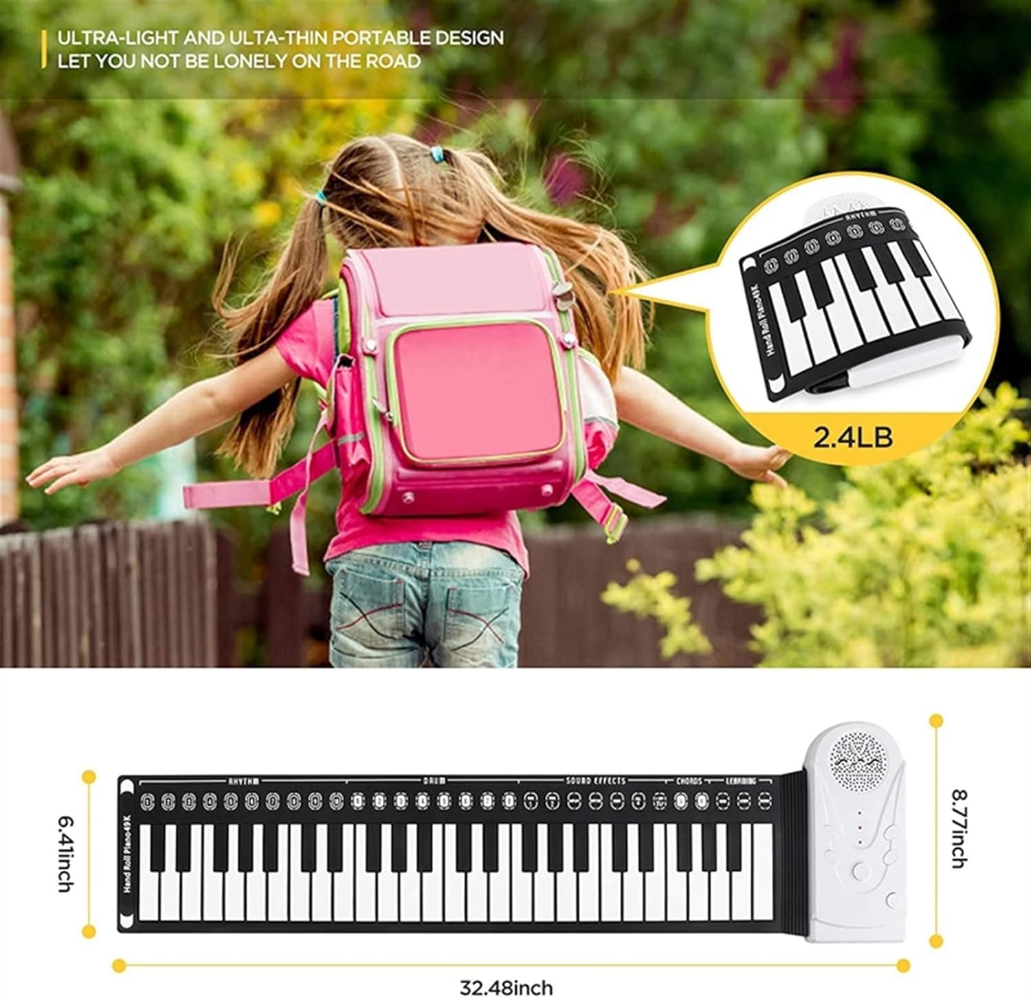 KESHUO Folding Piano Roll Up Piano 49 Keys Portable Electric Piano Keyboard Waterproof Fold Able Keyboard for Beginners and