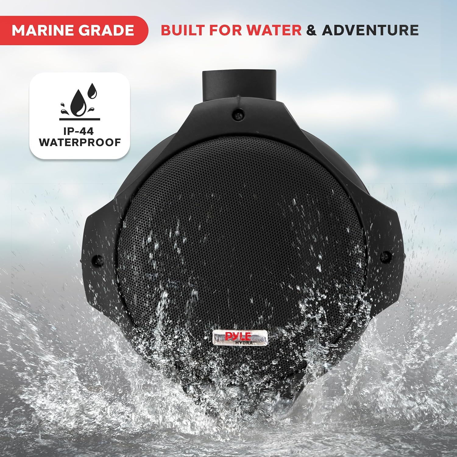 8 Inch Dual Marine Speakers - 2 Way IP44 Waterproof, Weather Resistant Outdoor Audio Stereo Sound System with 200 Watt Power and Poly Mica Cone and Butyl Rubber Surround - 1 Pair - PLMRB85 (Black)