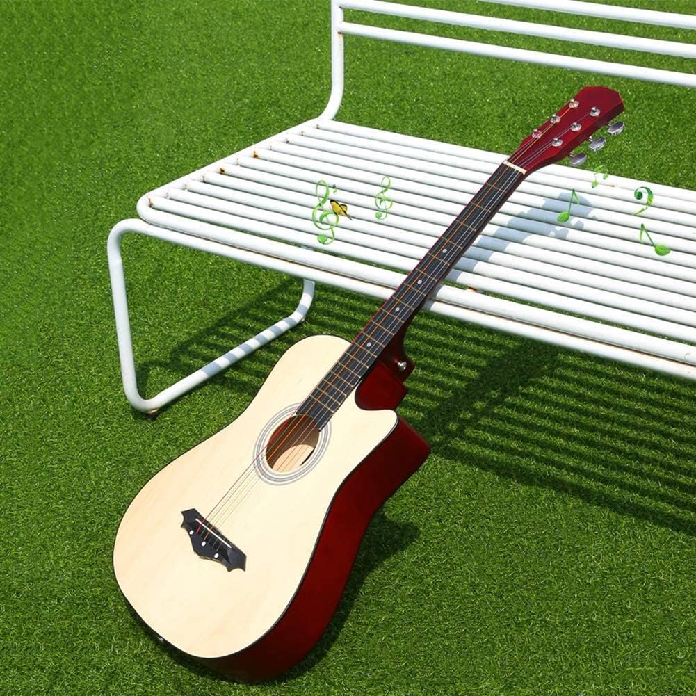 Full Size Guitar Acoustic Guitar Classical Guitar Student Practice Outdoor Carrying Sound Sweet Metal String Basswood Beginner Acoustic Guitar Starter Package Student G (B Brown)