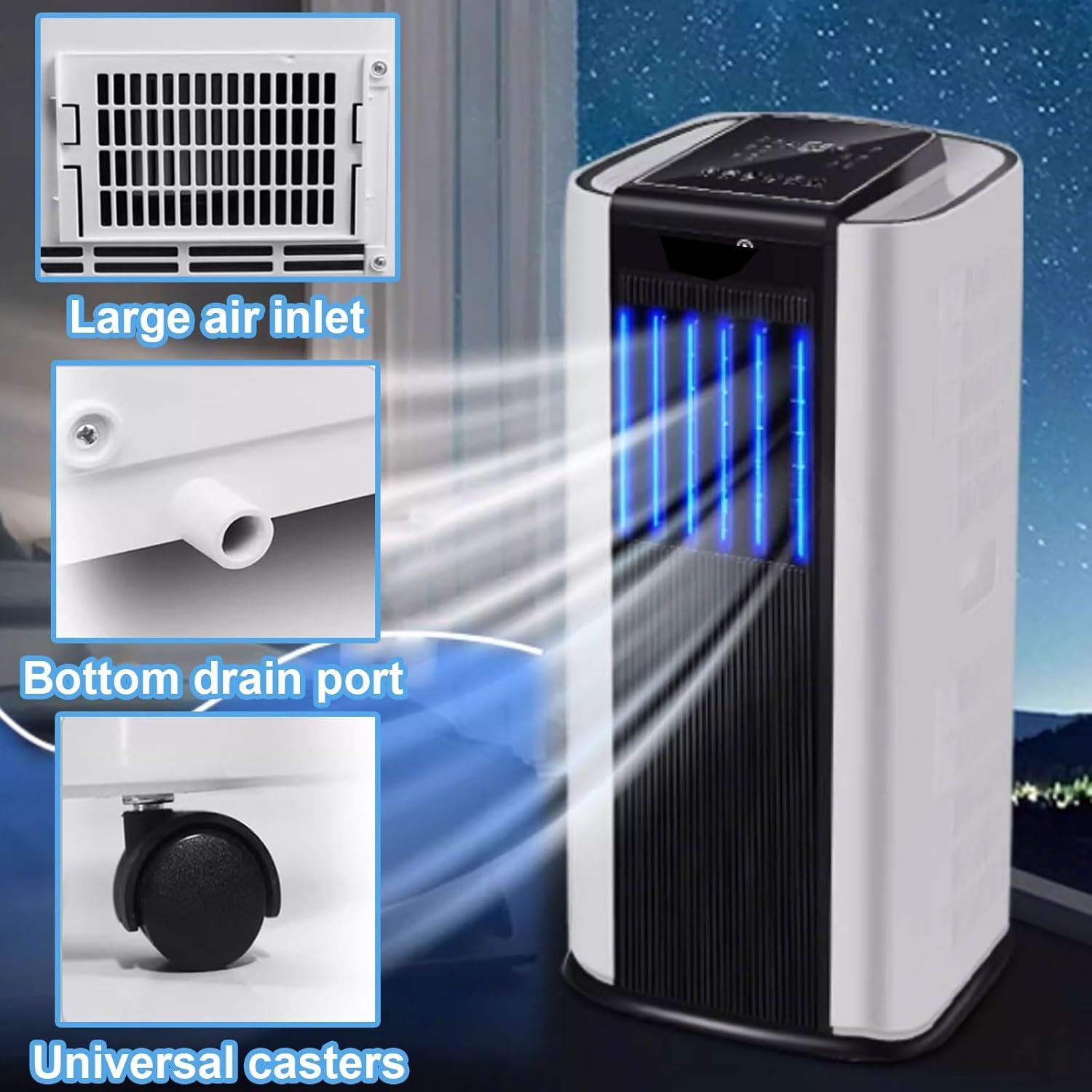 Potable Air Conditioner Indoor 4 in 1 Air Conditioner Portable with Remote Coverage Up to 35 Square Meters AC Unit for Room Bedroom Office No Assembly Required