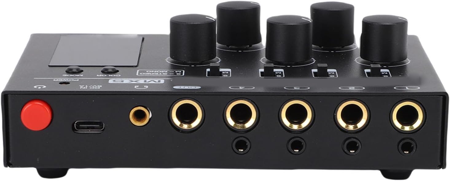 LiebeWH 4 Channel Audio Mixer Mini Sound Mixer with LED Level Display Stereo Mono Low Noise for PC CD Player Headphone Speaker Preamplifier