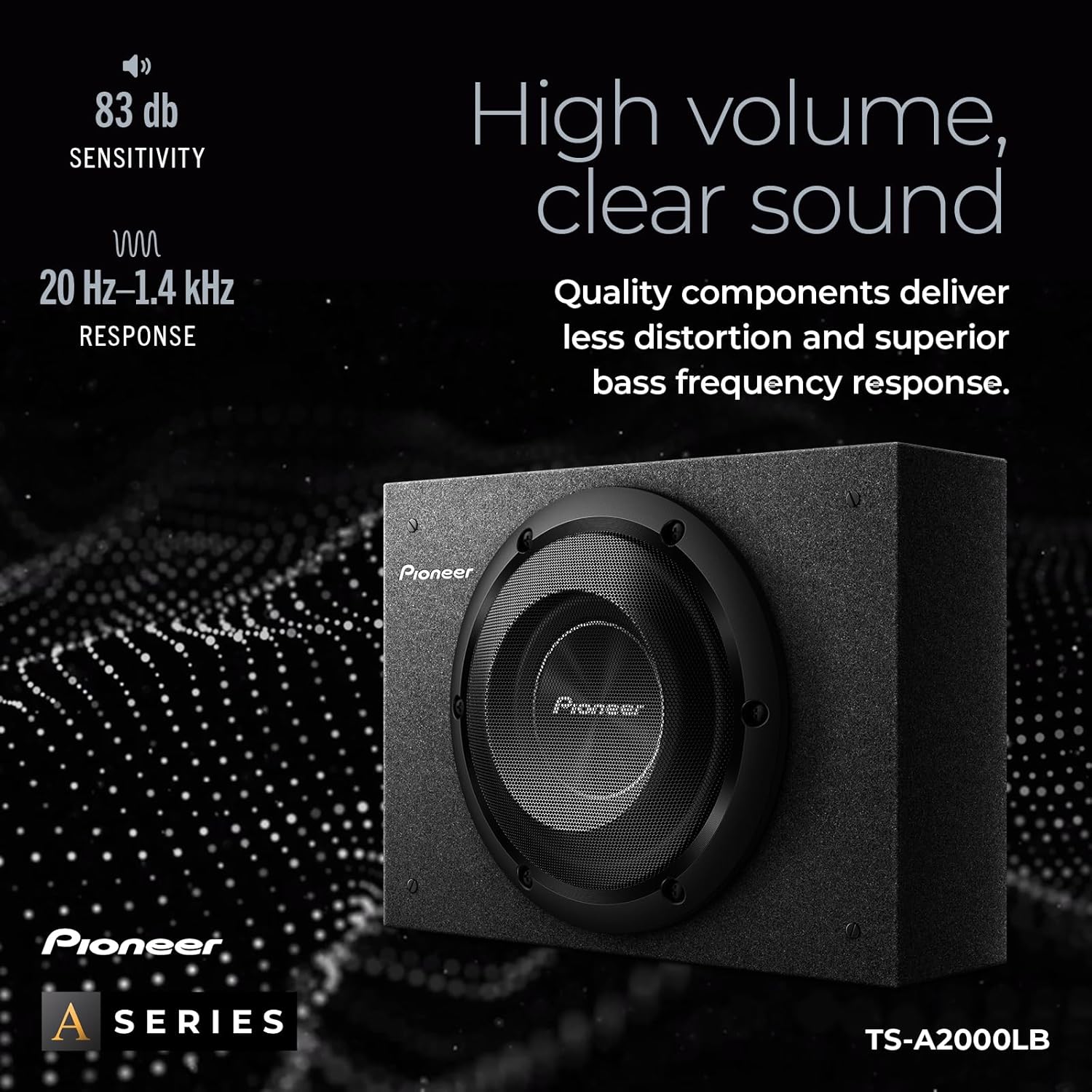PIONEER A-Series TS-A2000LB 8” Subwoofer – 700W Max, Pre-Loaded Shallow-Mount Design, Deep Bass in Tight Spaces, Easy Installation, Enclosure Included