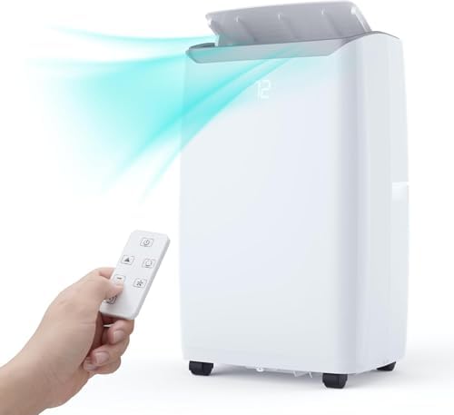 12000 BTU Portable Air Conditioner, 3-In-1 Cool, Fan, Dehumidify Modes, Cools up to 550 Sq. Ft, Quiet AC Unit with LED Display, with Remote Control, Window Installation Kit, 24 H Timer for Room, Dorm