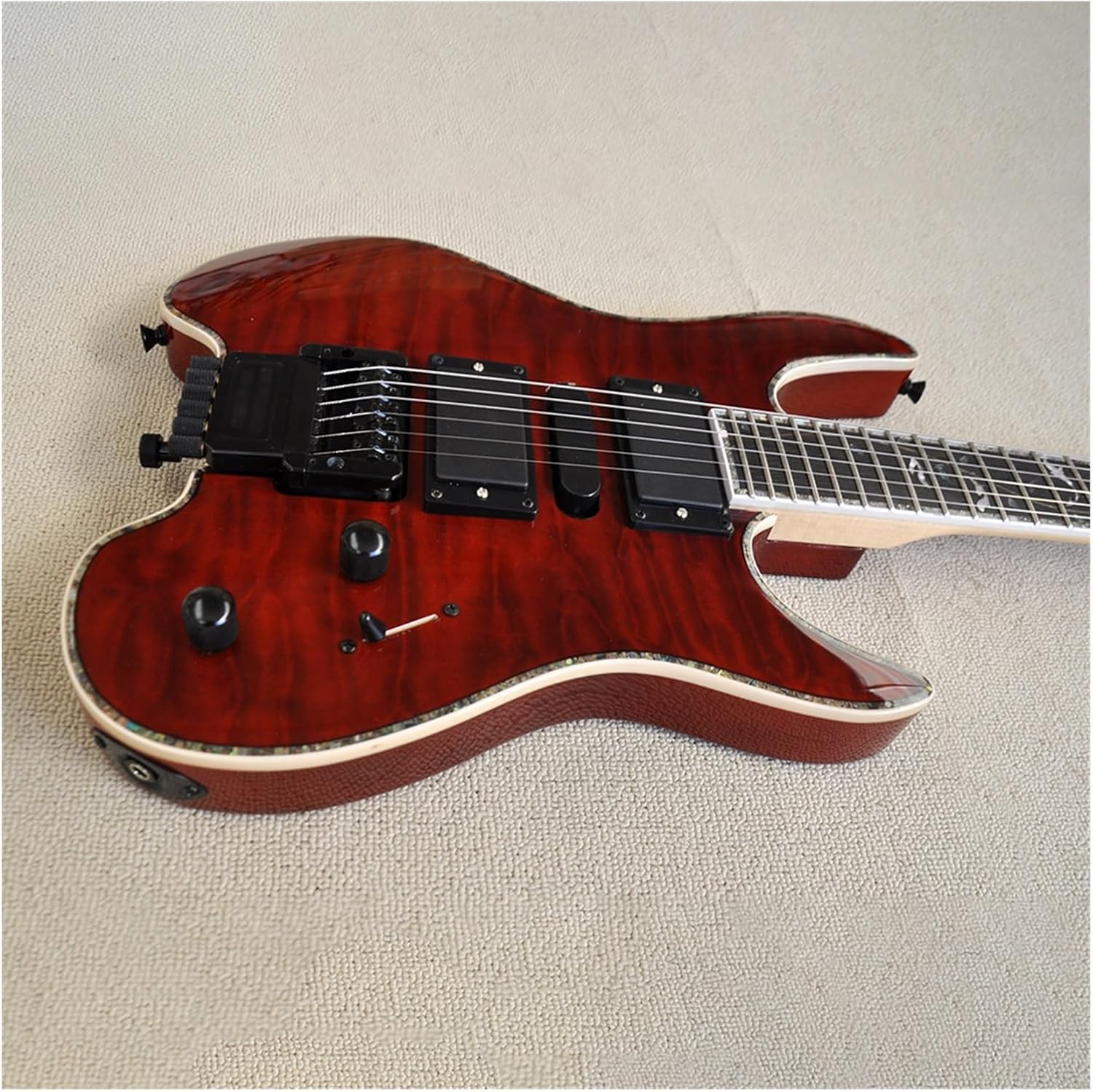 Easy to Carry Red 39 Inches Headless Electric Guitar with Basswood Body Rosewood Fretboard Professional Headless Guitar