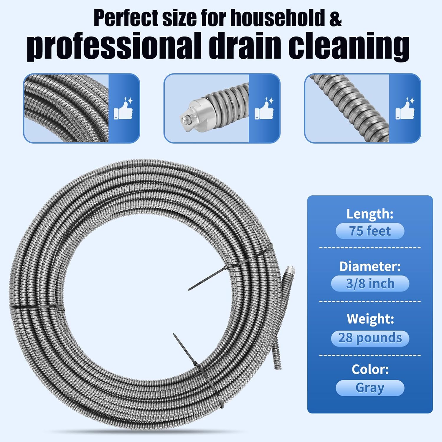 Upgraded 37847 C-32 Inner Core Cable for RIDGID K-3800 and K-375 Drum Machines, 3/8