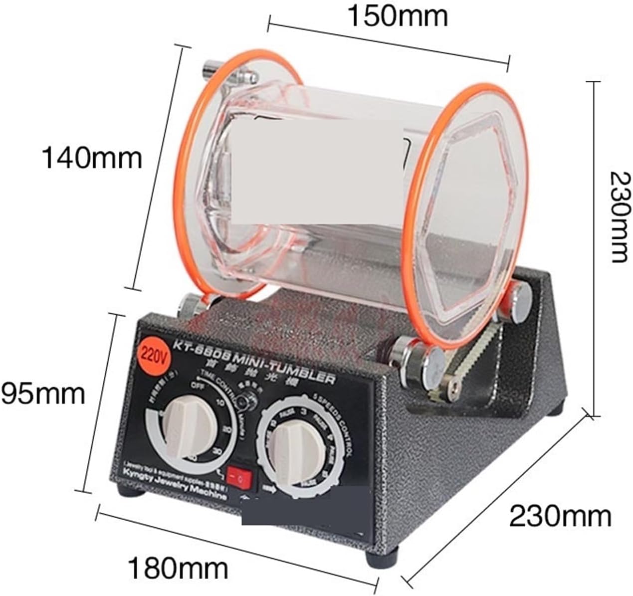 Bench Buffer Polisher, Drum Polishing Machine, Jewelry Rotary Tumbler, Mini-Tumbler, Polishing Machine, 3kg for Jewelry, Wood, Amber, Silver Polishing