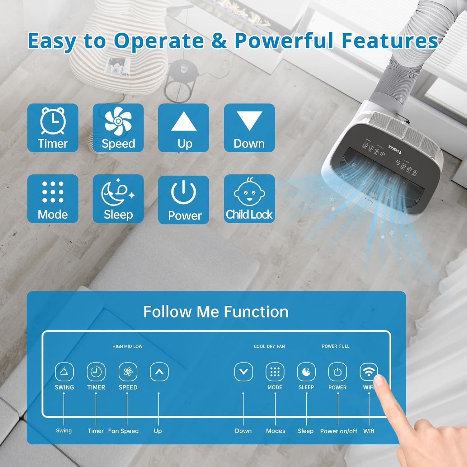 14000 BTU Portable Air Conditioner, Portable AC Unit Cools Up to 750 Sq.Ft, 3-In-1 Ultra Quiet Air Conditioner W/Dehumidifier & Fan, Easy Installation& Energy Efficient