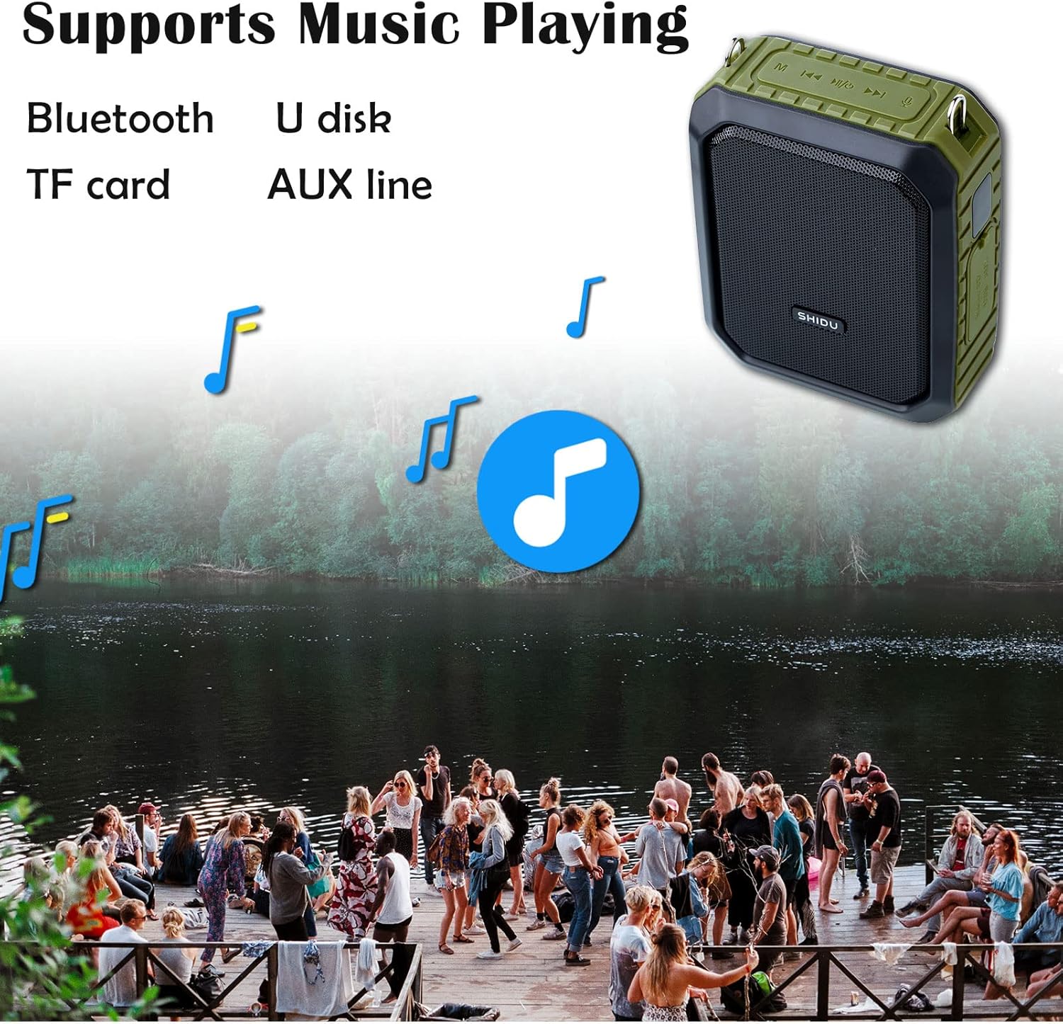 Voice Amplifier with Wireless Headset Mic - 18W 4400mAh Rechargeable Mini Pa System, Bluetooth 4.2, Waterproof IPX5 Portable Speaker for Teacher, Outdoors