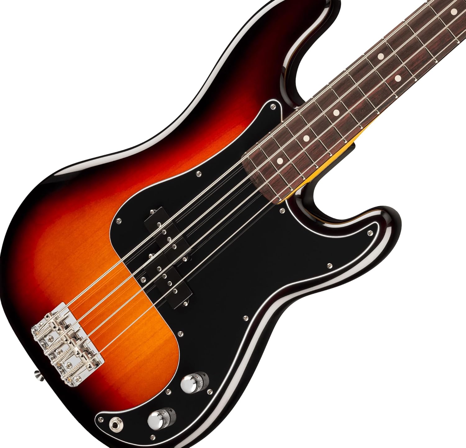 Fender American Professional Classic Precision Bass - 3-Color Sunburst Bundle with Gig Bag, Strap, Cable, and Guitar Cleaning Kit