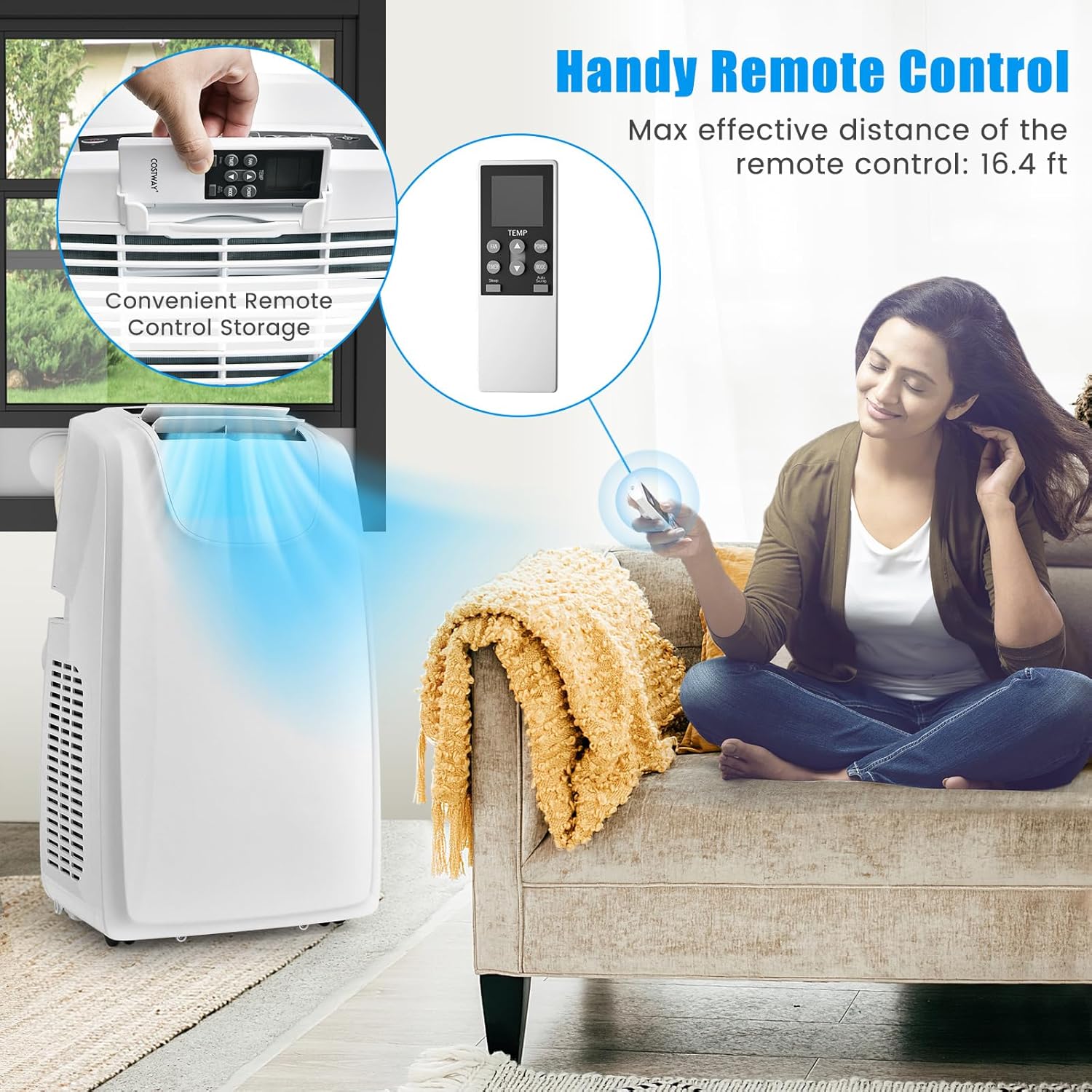 ARLIME Portable Air Conditioner, 12000 BTU AC Unit w/Dual Hose & Remote Control, 3-in-1 Powerful Cooling w/Dehumidifier, Sleep Mode, 24H Timer & Window Installation Kit for Rooms up to 400 Sq.Ft.
