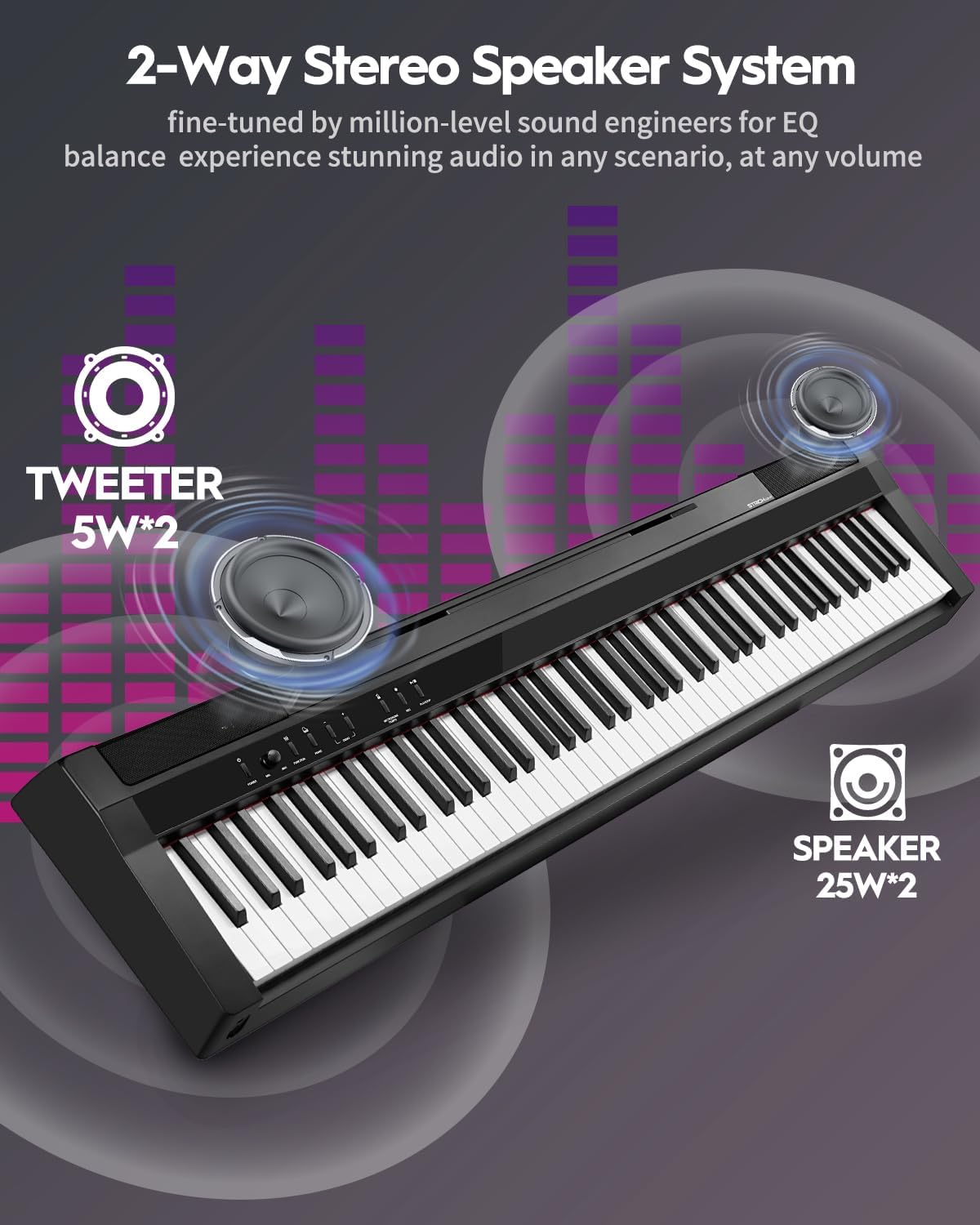 STRICH Digital Piano 88 Key Full Size Weighted Keyboard, Hammer-Action Portable Electric Piano For Beginner Adults, Bundle With Sustain Pedal, Piano Stickers, Music Rest, Black, SDP-P7