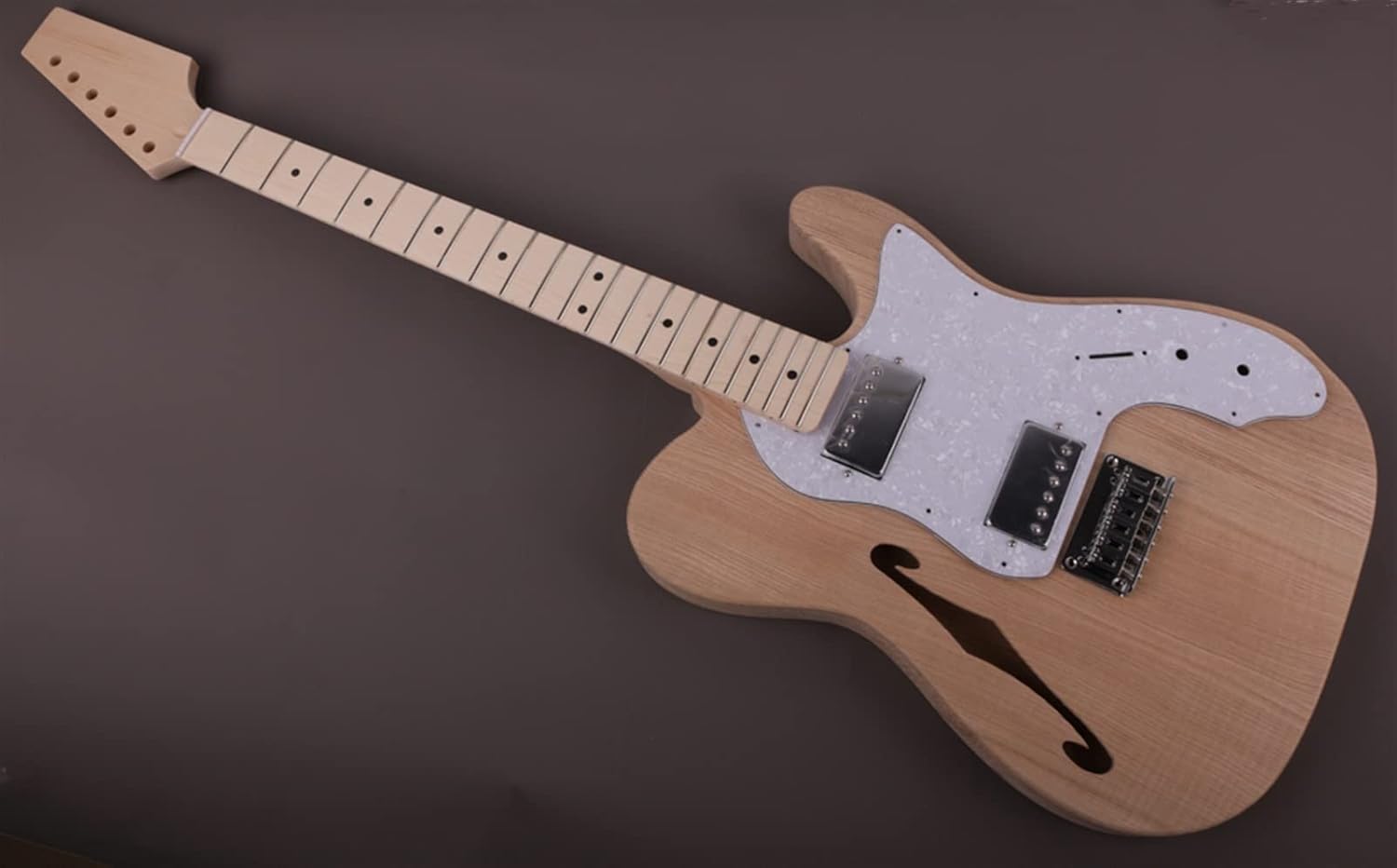 TSTS DIY Electric Guitar Kit Semi-Hollow Body with F Holes Maple Neck 22 Frets Truss Rod Adjust Guitar DIY Accessory