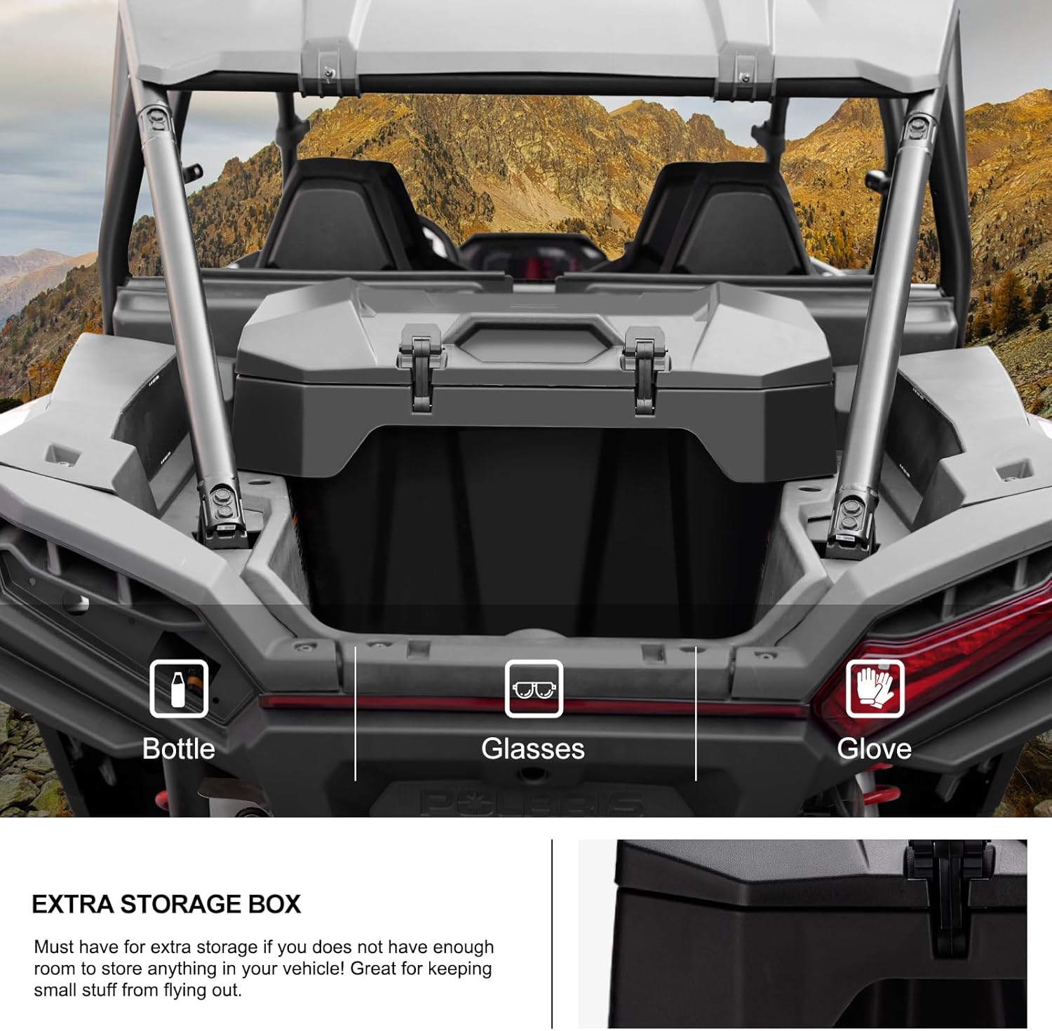 KIWI MASTER 82 QT Forward Cargo Box for 2024-2026 Polaris RZR XP 1000/RZR XP S 1000 Accessories, Replace OEM # 2889611, Rear Storage Bin