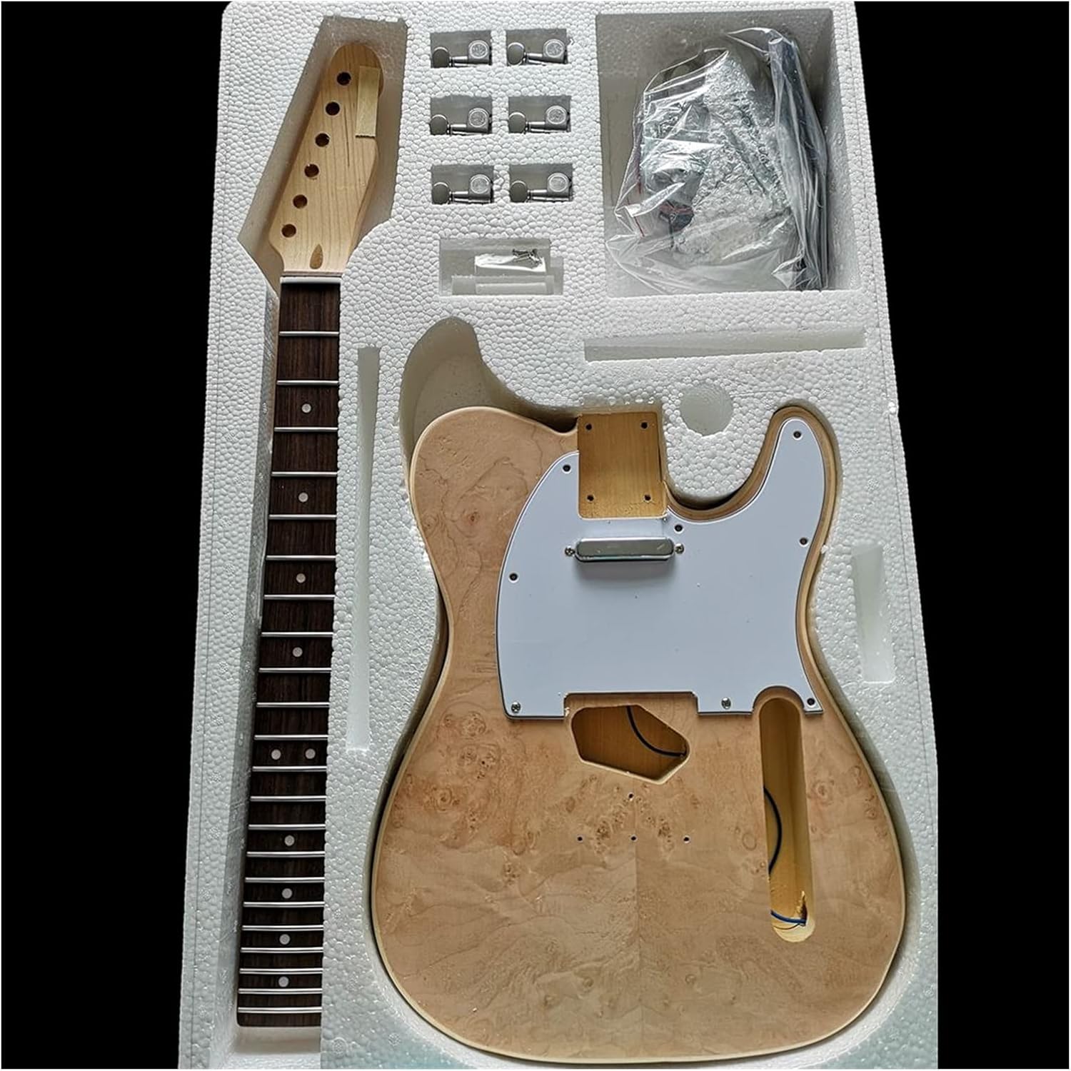 Electric Guitar Kit Maple Pomegranate Production Materials Accessories DIY Guitar Kit (Color : 1)