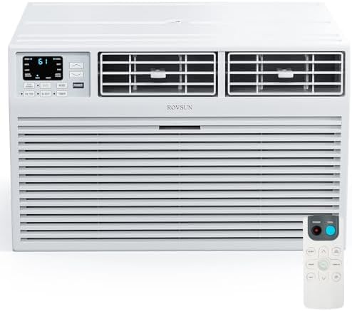 ROVSUN 12000 BTU Through the Wall Air Conditioner with Remote Control, 4-in-1 Wall AC Unit, Heater, Dehumidifier & Fan with Timer for Bedroom, Apartment, Dorm up to 450 Square Feet, 230V/60Hz