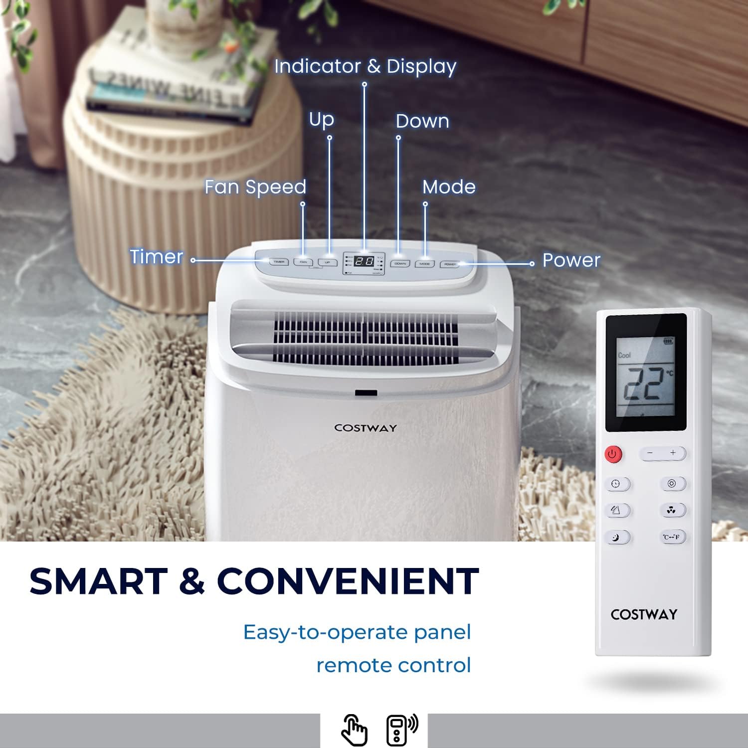 ARLIME Portable Air Conditioners, 12000 BTU 3-in-1 AC Unit w/Fan & Dehumidifier Cools up to 450 sq.ft, Digital Display & Remote Control, Air Conditioner w/Window Kit for Home Office, Dorm, Bedroom