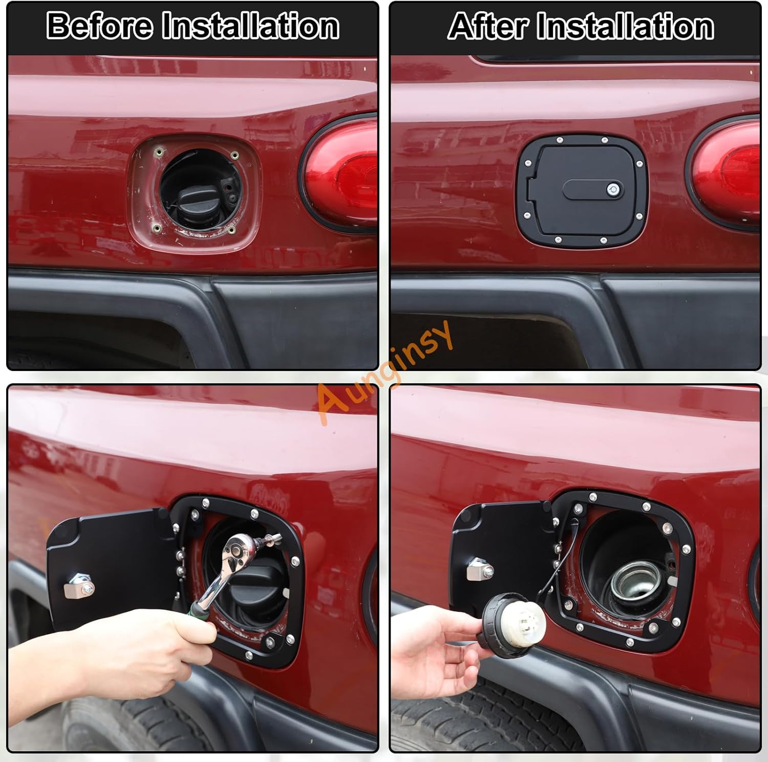 Car Door Locking Gas Cap Tank Cover Fuel Door Protector Compatible with Toyota FJ Cruiser 2007-2021 Fuel Tank Cover Trim Gas Cap Cover Fuel Filler Door Gas Cap Fuel Tank Door Gas Tank Cap Accessories