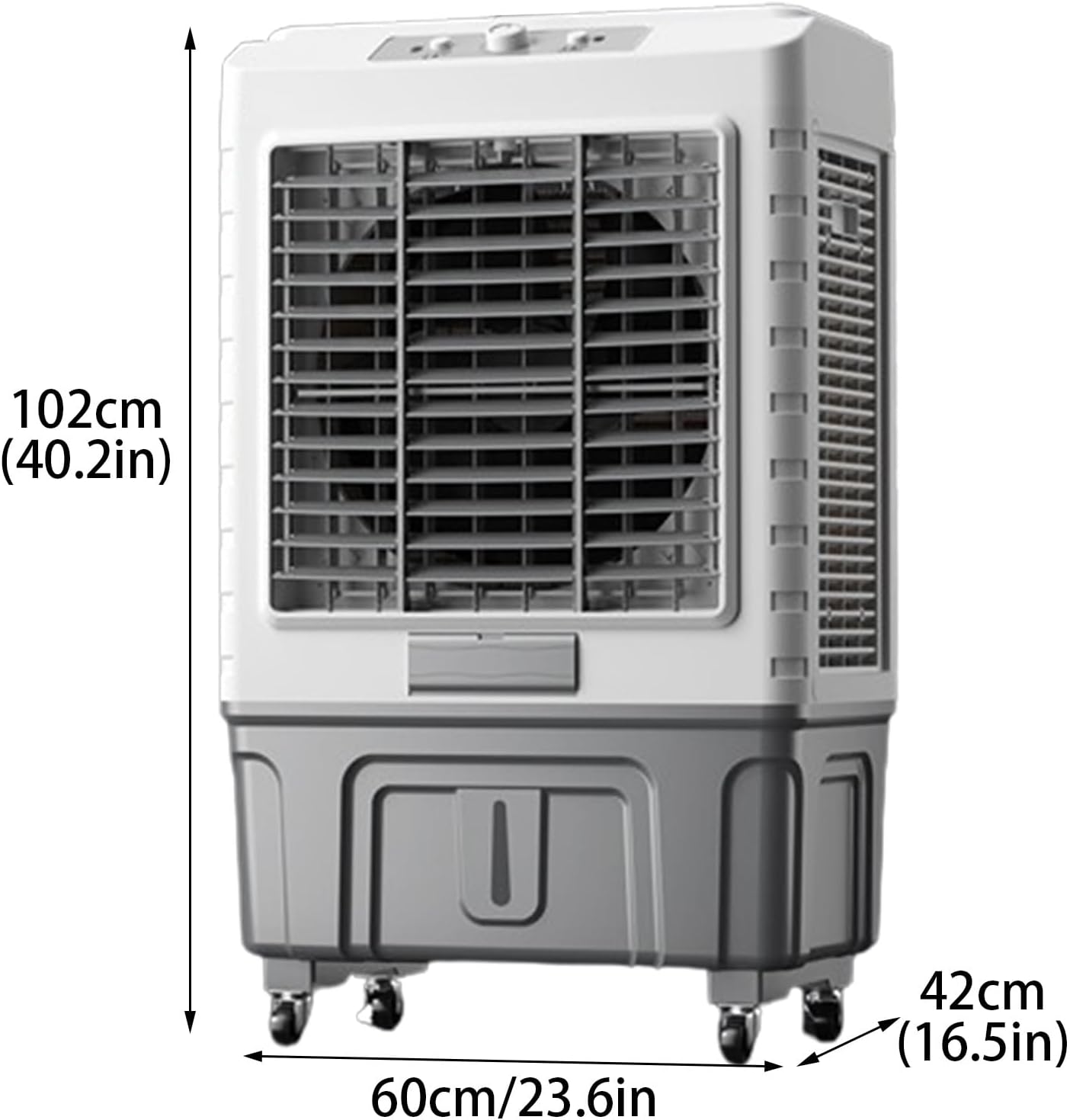 Evaporative Air Cooler, Portable Air Conditioner with Ice Crystals and 3 Wind Speeds, Swamp Cooler for Room Office Factory(60 * 42 * 102cm)